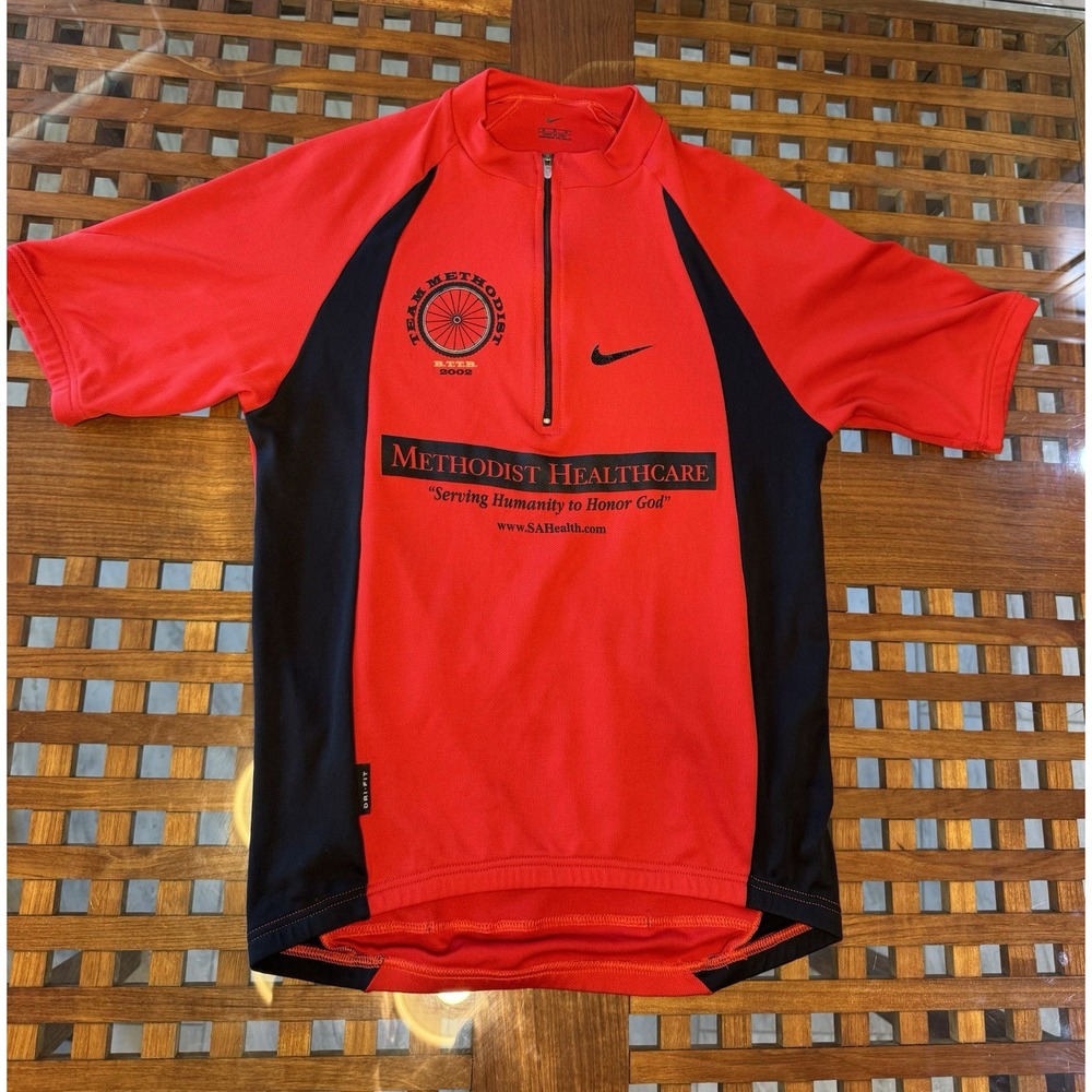 Nike Cycling Jersey Shirt Mens‎ M Red Black Made In Italy Bike Riding Dri Fit